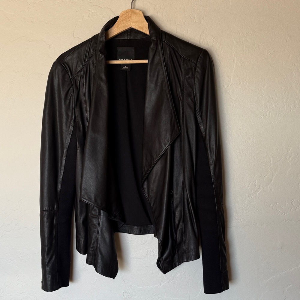Trouvé from Nordstrom Black Draped Leather Jacket